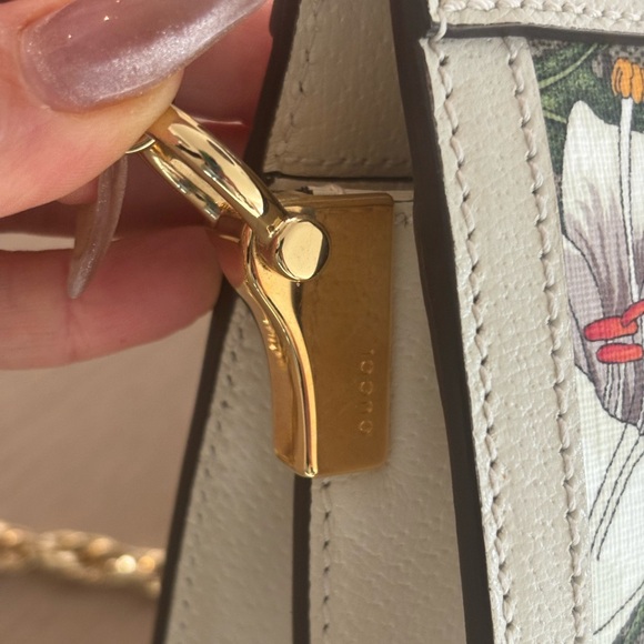 Gucci GG Supreme Monogram Flora Web Ophidia Chain Shoulder Bag White - Picture 6 of 10